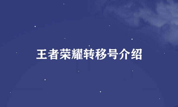 王者荣耀转移号介绍