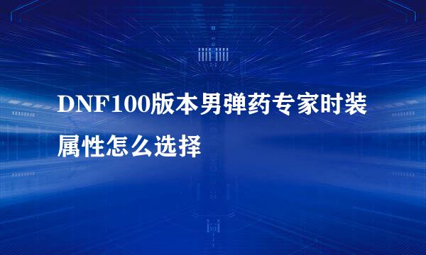 DNF100版本男弹药专家时装属性怎么选择
