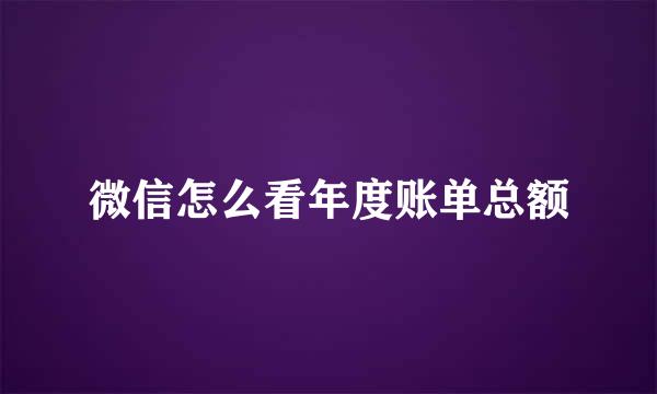 微信怎么看年度账单总额