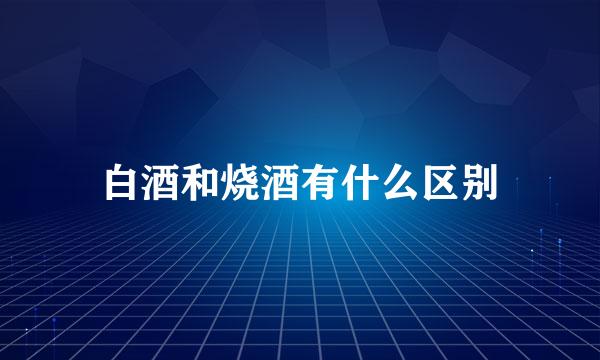 白酒和烧酒有什么区别