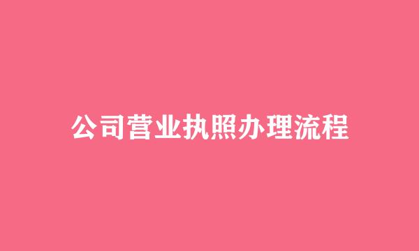 公司营业执照办理流程