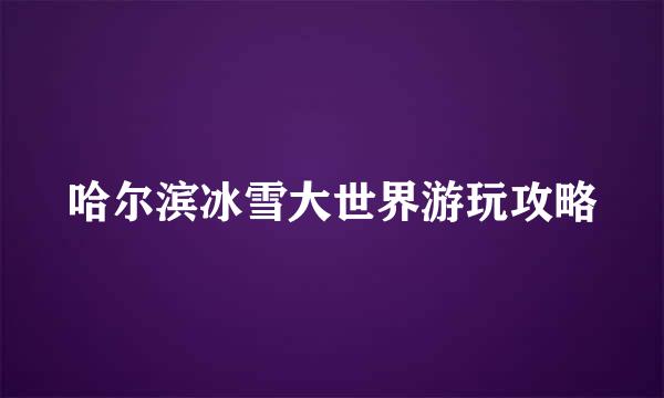 哈尔滨冰雪大世界游玩攻略