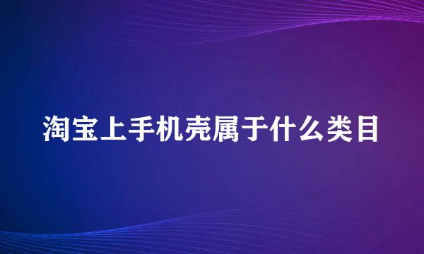 淘宝上手机壳属于什么类目