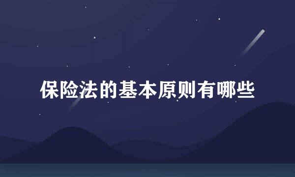保险法的基本原则有哪些