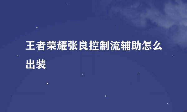 王者荣耀张良控制流辅助怎么出装