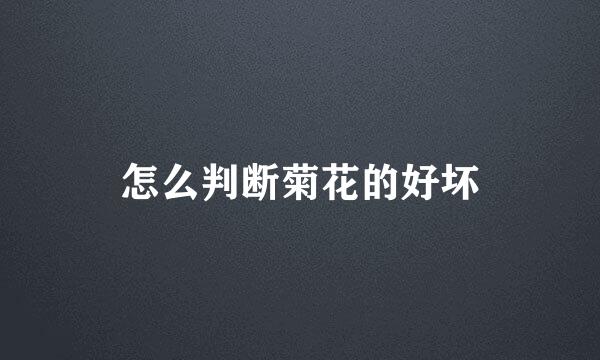 怎么判断菊花的好坏