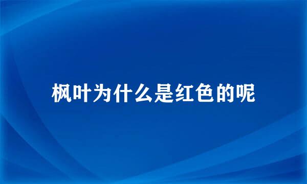 枫叶为什么是红色的呢
