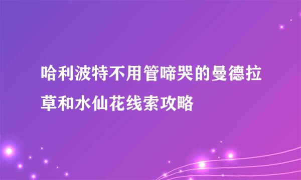 哈利波特不用管啼哭的曼德拉草和水仙花线索攻略