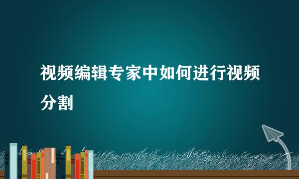 视频编辑专家中如何进行视频分割