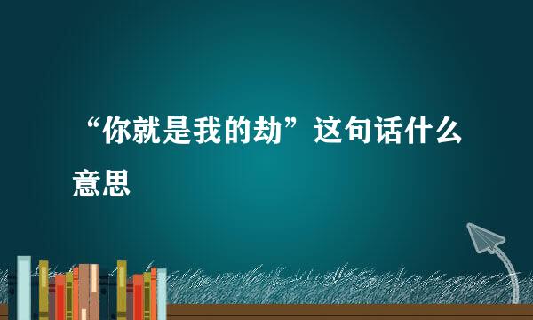 “你就是我的劫”这句话什么意思