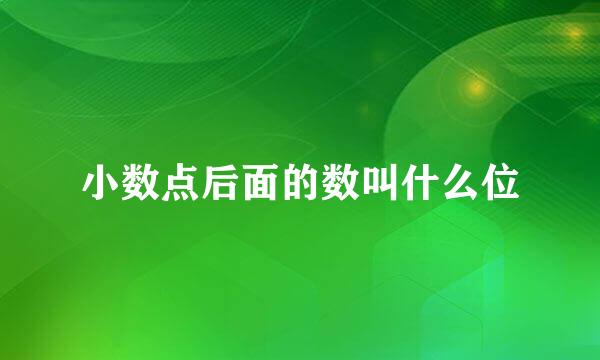 小数点后面的数叫什么位