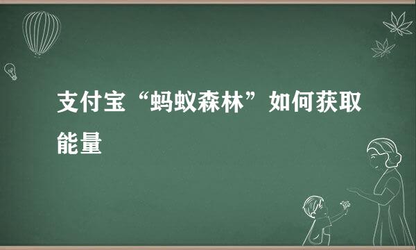 支付宝“蚂蚁森林”如何获取能量