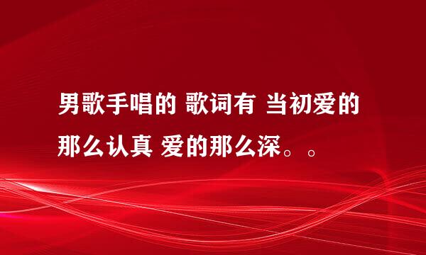 男歌手唱的 歌词有 当初爱的那么认真 爱的那么深。。