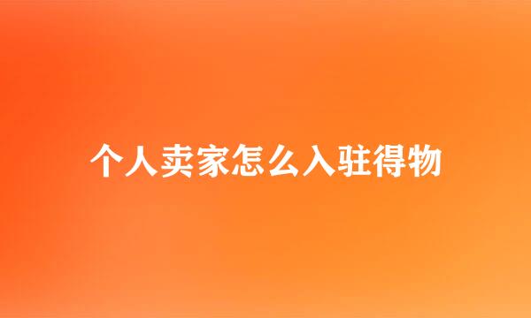 个人卖家怎么入驻得物