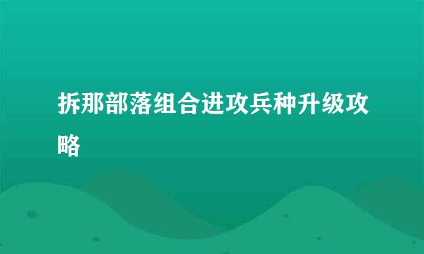 拆那部落组合进攻兵种升级攻略