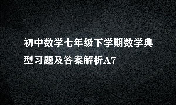 初中数学七年级下学期数学典型习题及答案解析A7