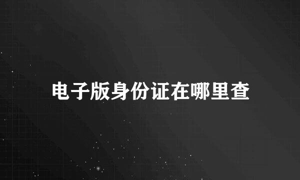 电子版身份证在哪里查