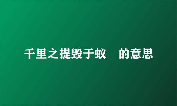千里之提毁于蚁泬的意思