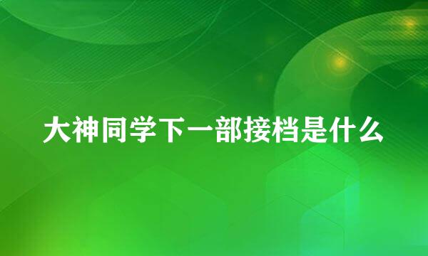 大神同学下一部接档是什么