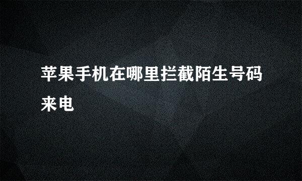 苹果手机在哪里拦截陌生号码来电