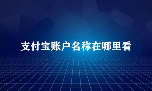 支付宝账户名称在哪里看