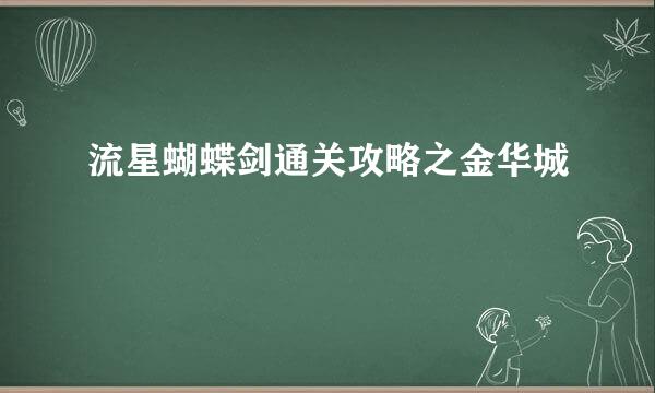流星蝴蝶剑通关攻略之金华城