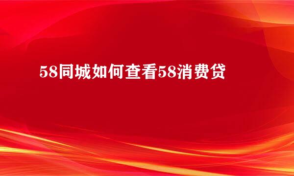 58同城如何查看58消费贷