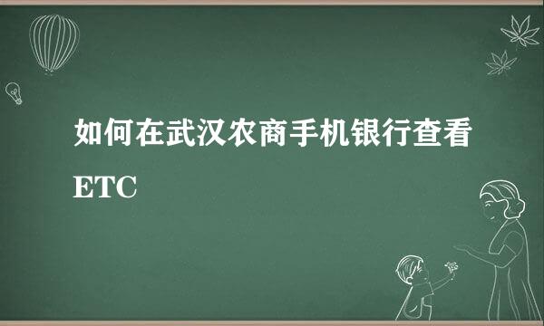如何在武汉农商手机银行查看ETC