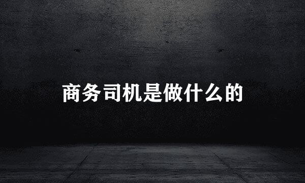 商务司机是做什么的