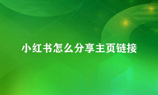 小红书怎么分享主页链接