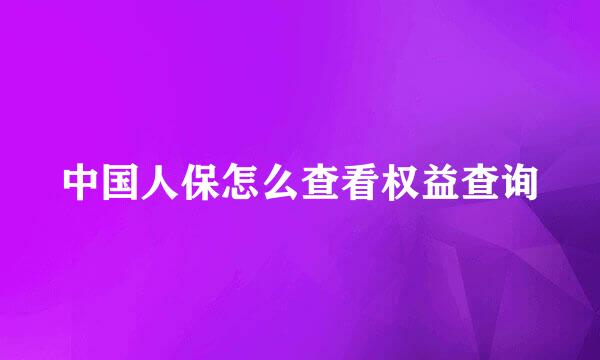 中国人保怎么查看权益查询