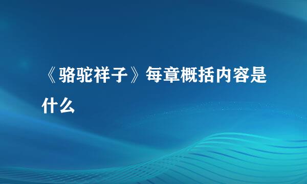《骆驼祥子》每章概括内容是什么