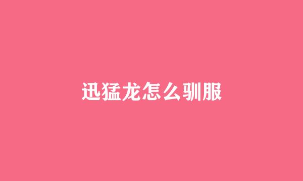 迅猛龙怎么驯服