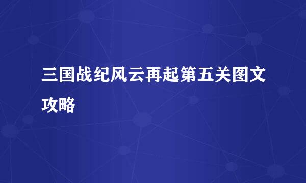 三国战纪风云再起第五关图文攻略