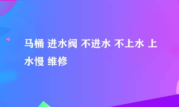 马桶 进水阀 不进水 不上水 上水慢 维修