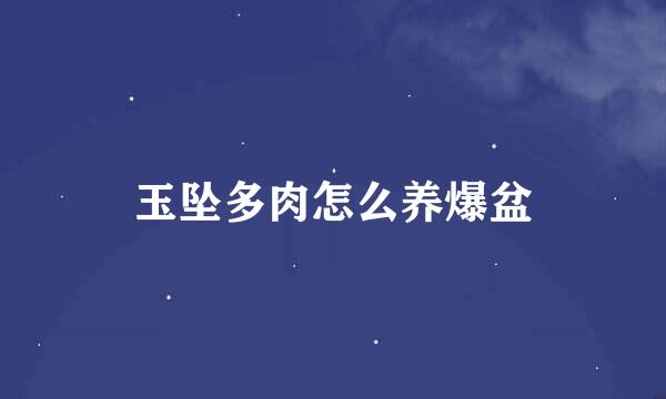 玉坠多肉怎么养爆盆