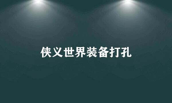 侠义世界装备打孔