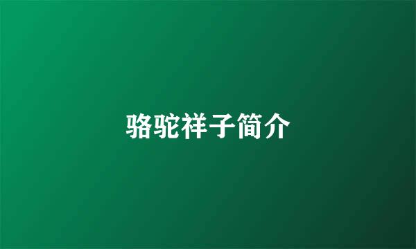 骆驼祥子简介