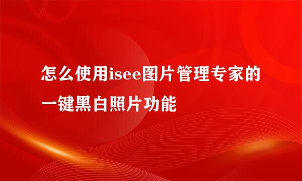 怎么使用isee图片管理专家的一键黑白照片功能