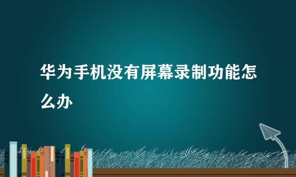 华为手机没有屏幕录制功能怎么办