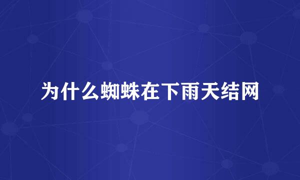为什么蜘蛛在下雨天结网