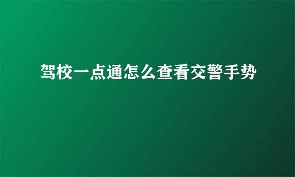 驾校一点通怎么查看交警手势