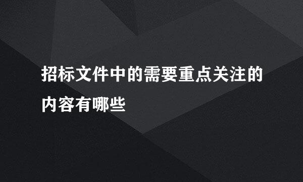 招标文件中的需要重点关注的内容有哪些