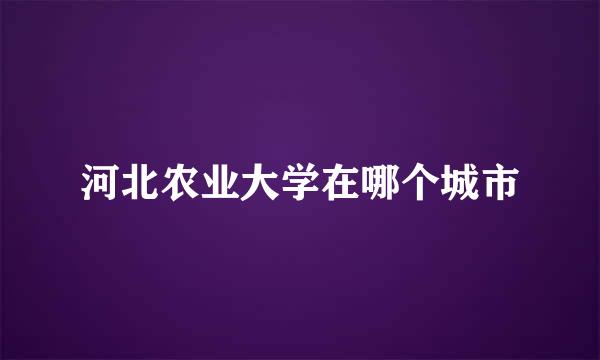 河北农业大学在哪个城市