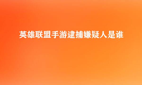 英雄联盟手游逮捕嫌疑人是谁
