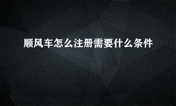 顺风车怎么注册需要什么条件