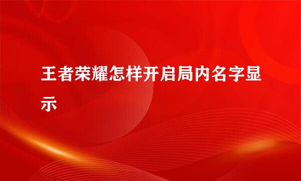 王者荣耀怎样开启局内名字显示