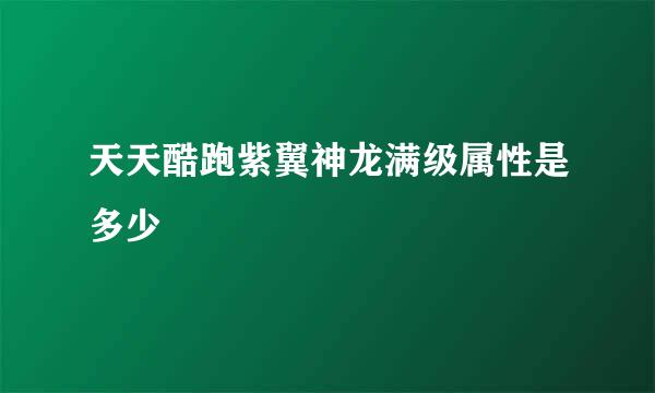 天天酷跑紫翼神龙满级属性是多少