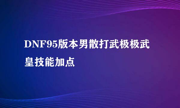 DNF95版本男散打武极极武皇技能加点