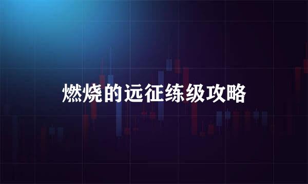 燃烧的远征练级攻略